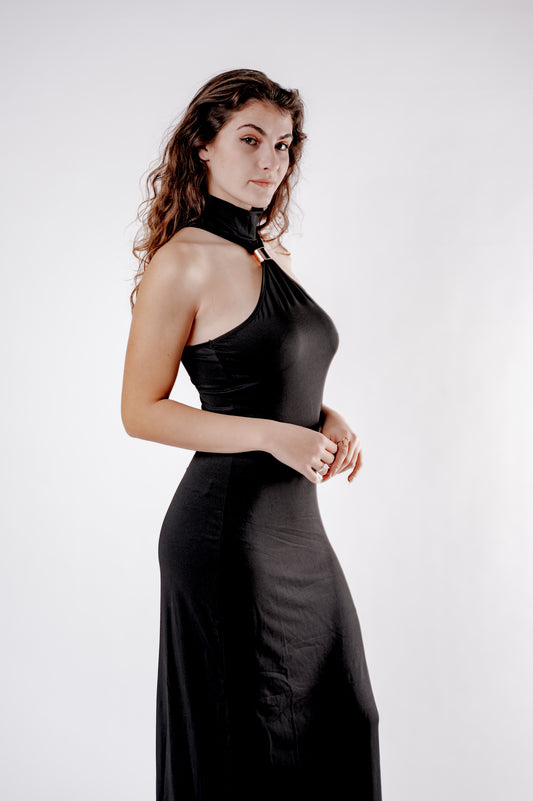 Robe longue sequins col licou — Starlight Muse