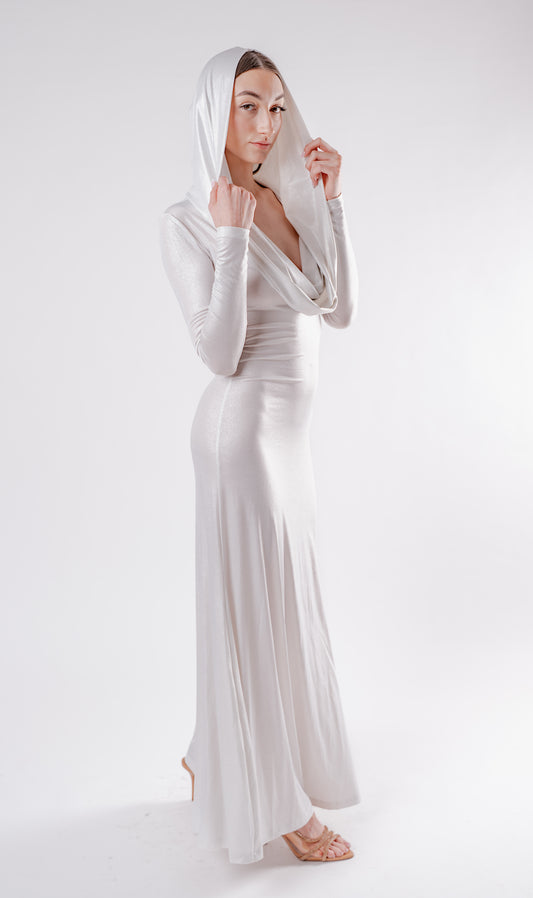 Robe longue ajourée col V — Golden Hour