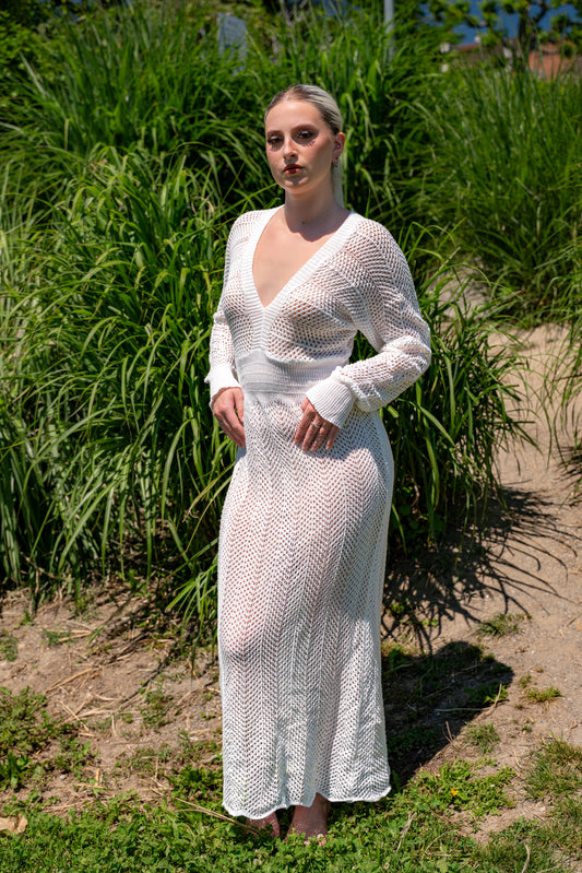 Robe longue blanche sexy pour femmes