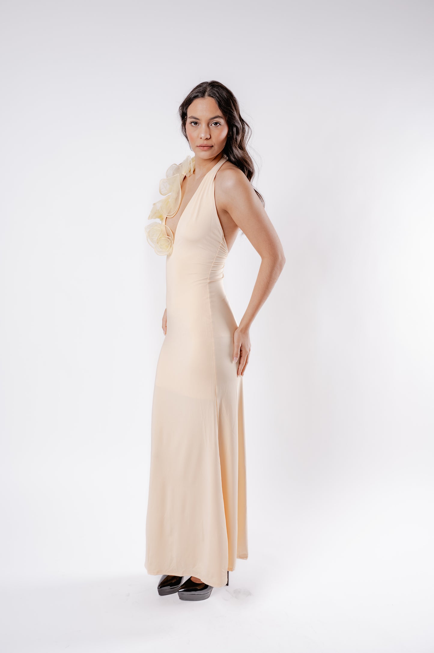 Robe longue dos nu col licou — Sunset Royale