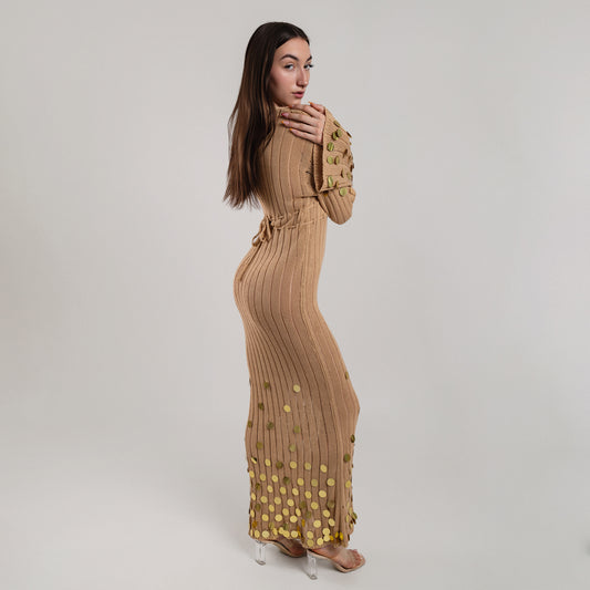 Robe Longue à Sequins — "Coachella Glow"