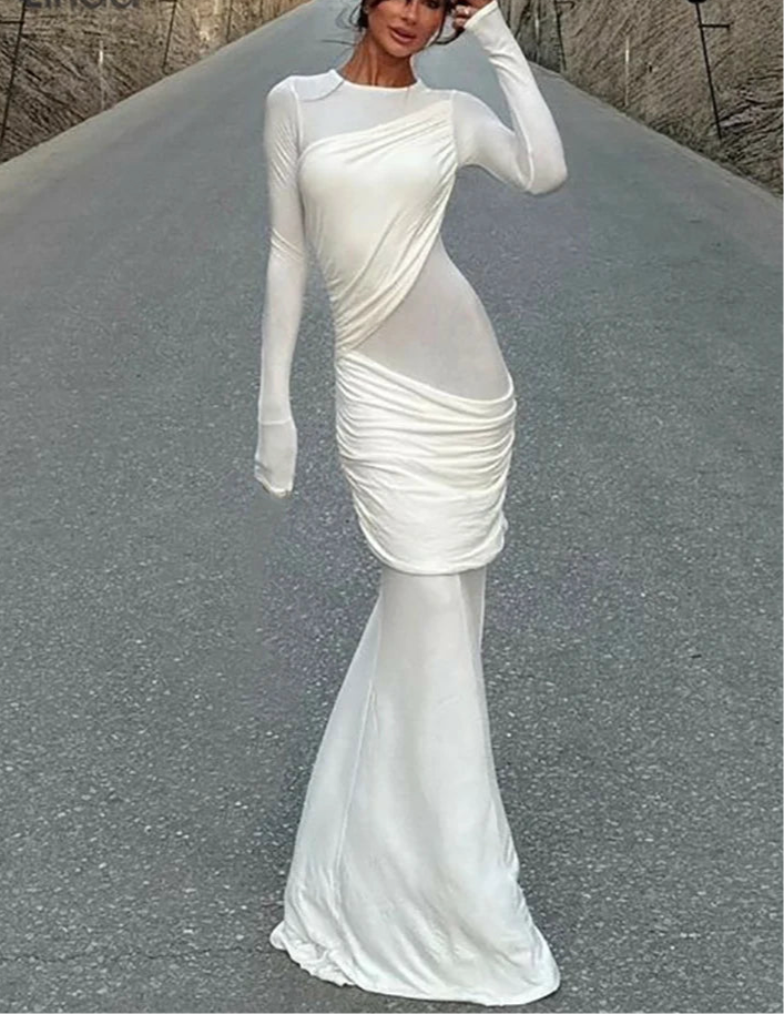 Robe longue col rond slim fit — Urban Muse