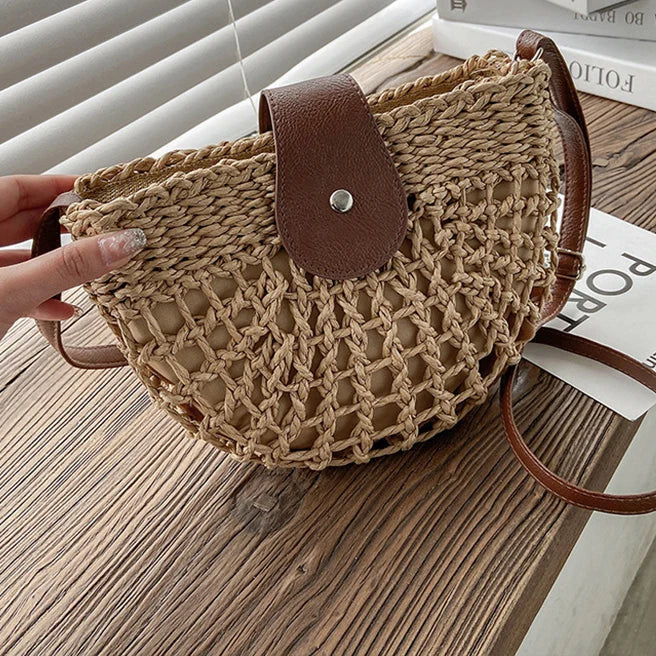 Sac Bohème Demi-Lune en Paille