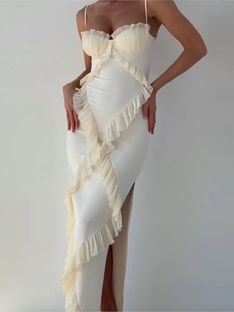 Robe Longue Fendue Froncée — "Célia"