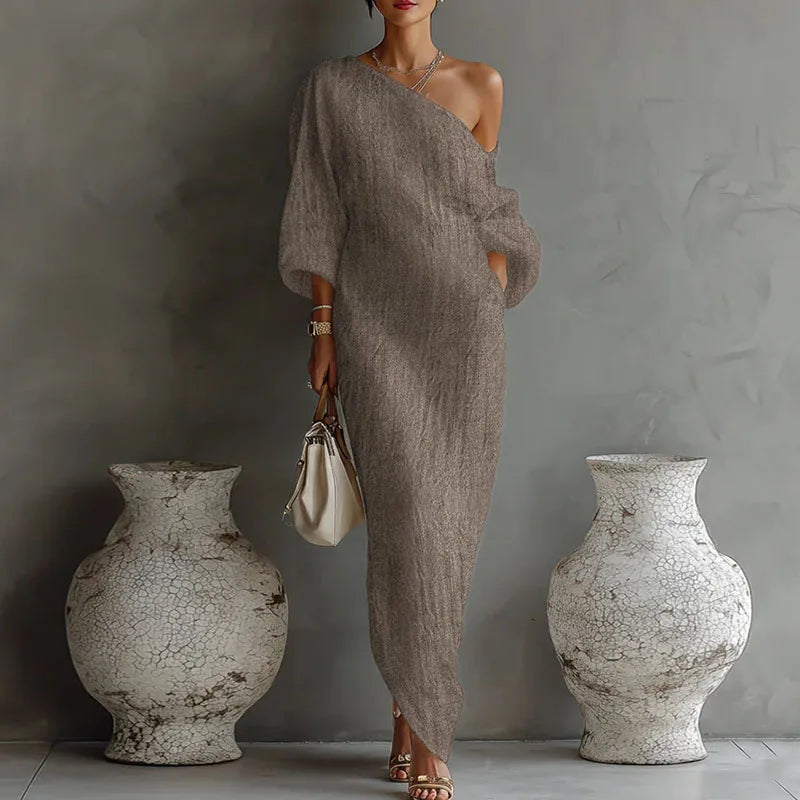 Robe asymétrique épaules dénudées