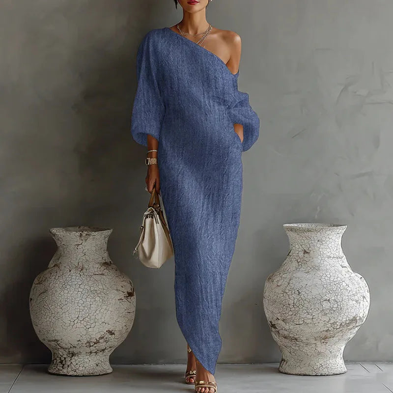 Robe asymétrique épaules dénudées