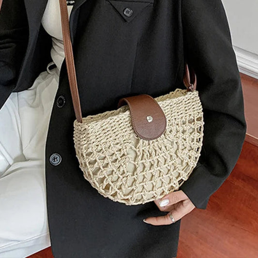 Sac Bohème Demi-Lune en Paille