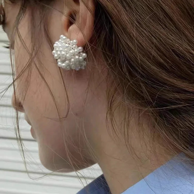 Boucles d'oreilles fleur en perles