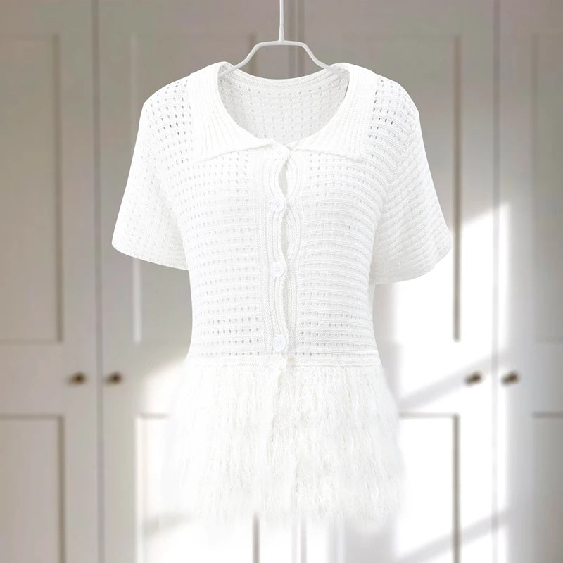 Ensemble cardigan et jupe à franges — Boho Chic Set