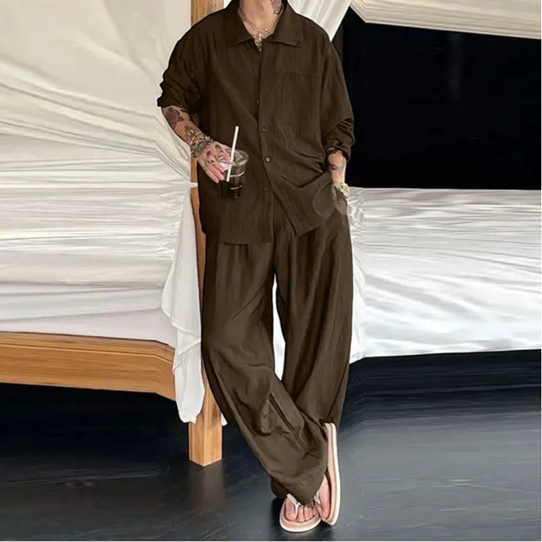 Ensemble homme chemise manches longues et pantalon