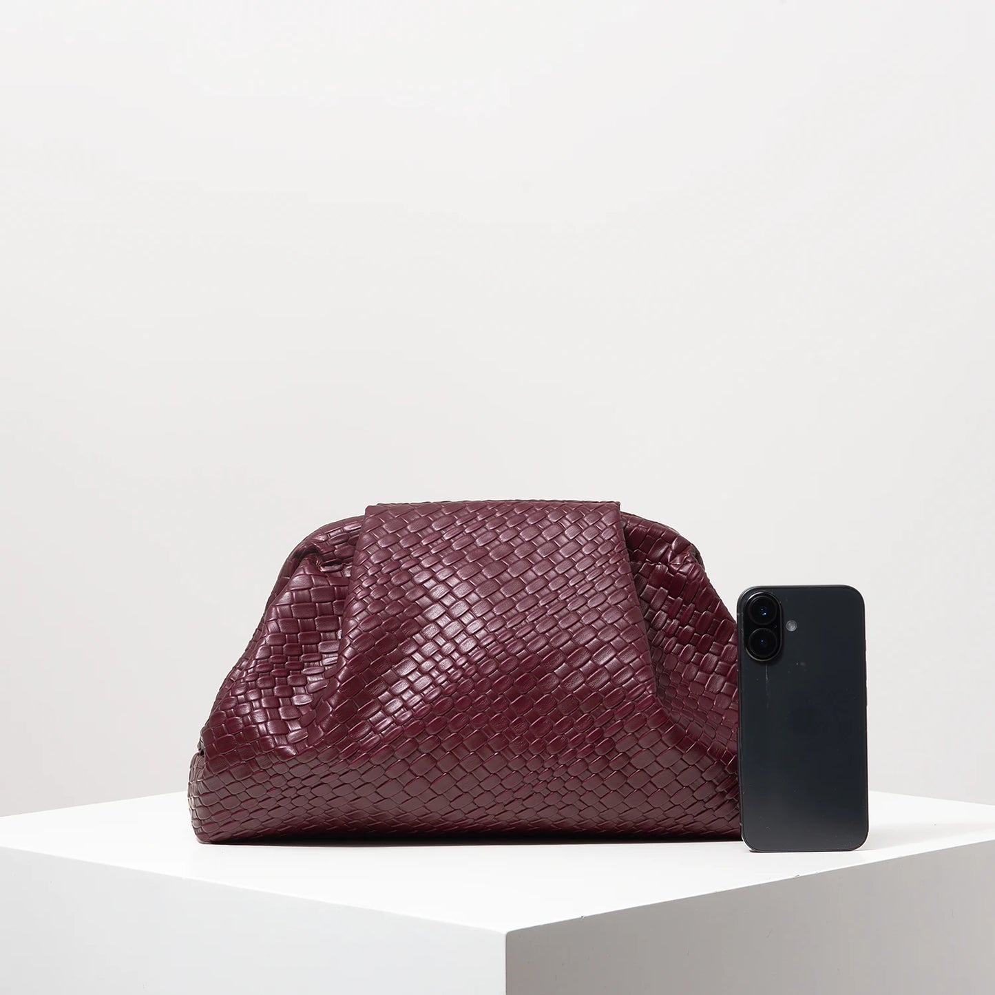 Sac à main vintage en cuir artificiel à motif tissé
