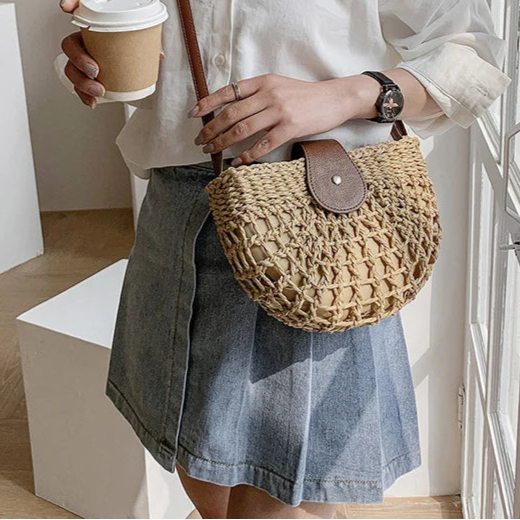 Sac Bohème Demi-Lune en Paille