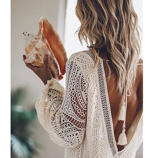 Robe mini bohème « White Bloom »